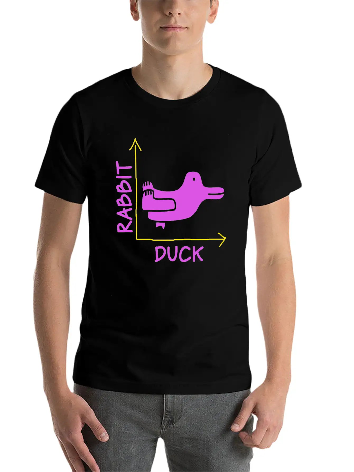 Wittgensteins Rabbit Duck Illusion Basic Graphic T-Shirt – Daily Comfort In Soft Cotton