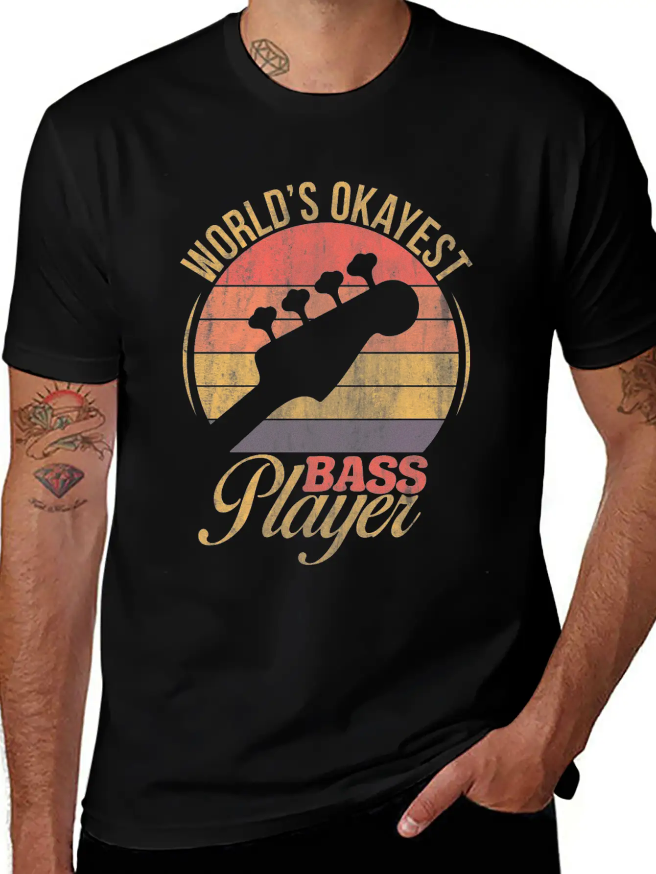 WORLD'S OKAYEST BASS PLAYER TSHIRT Basic Graphic T-Shirt – Daily Comfort In Soft Cotton