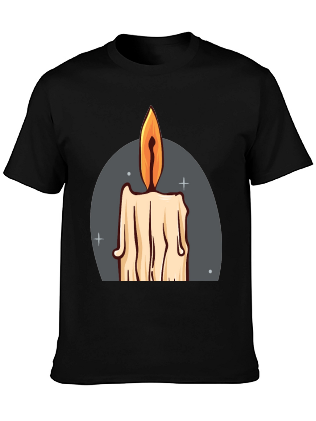 Candle Graphic Tee - Black Cotton Blend T-Shirt