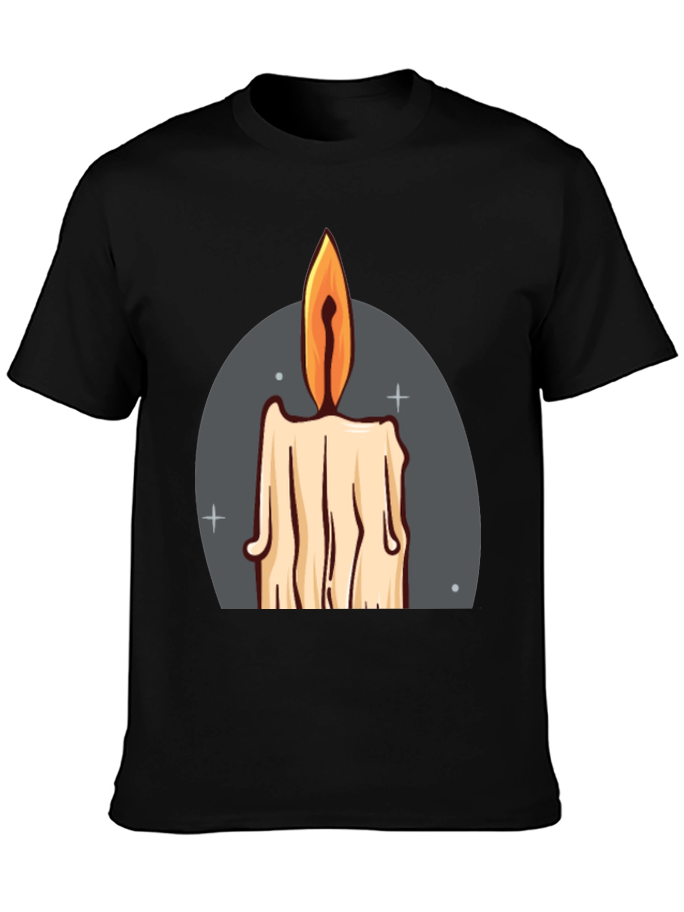 Candle Graphic Tee - Black Cotton Blend T-Shirt