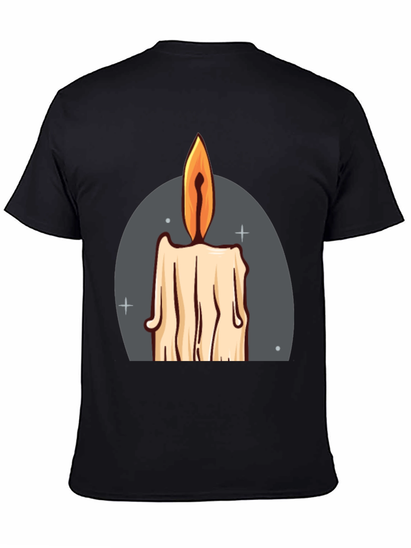 Candle Graphic Tee - Black Cotton Blend T-Shirt