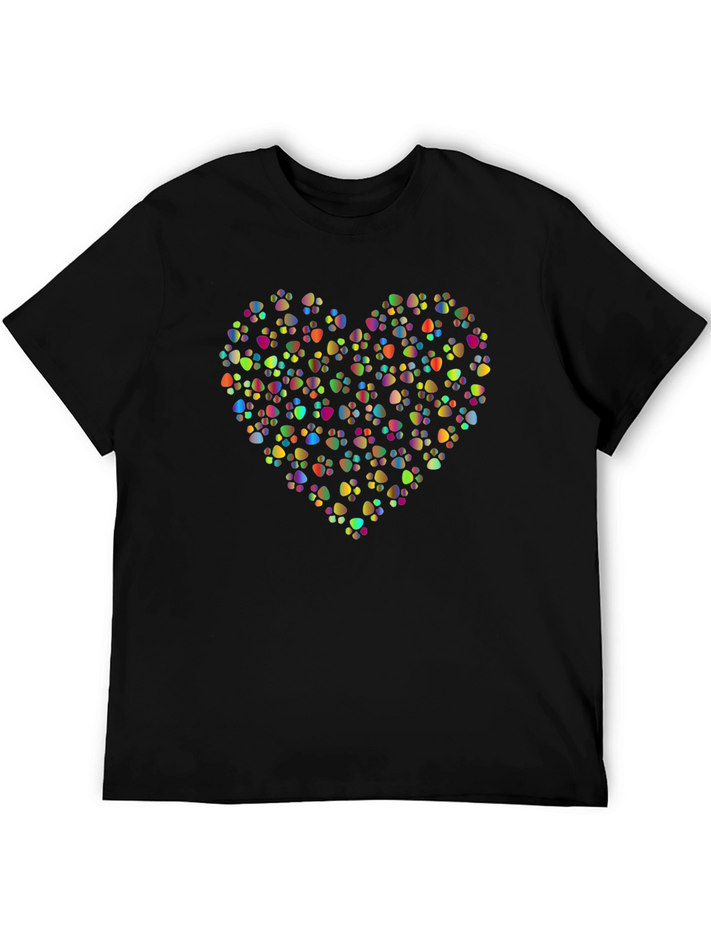 Paw Print Heart Black T-Shirt
