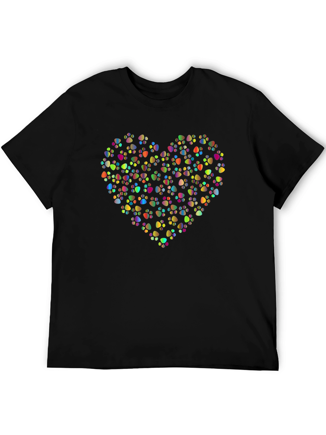 Paw Print Heart Black T-Shirt