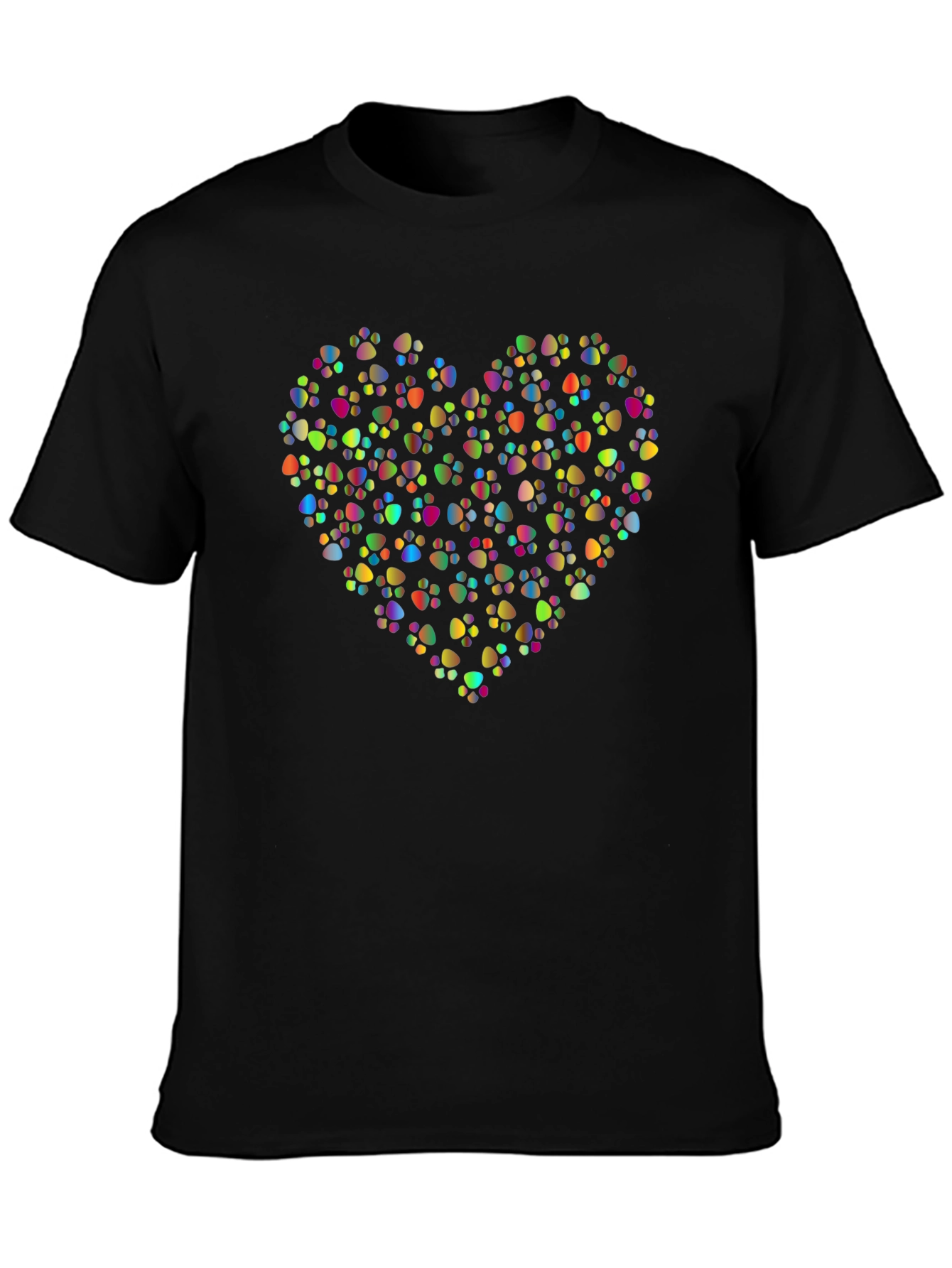 Paw Print Heart Black T-Shirt