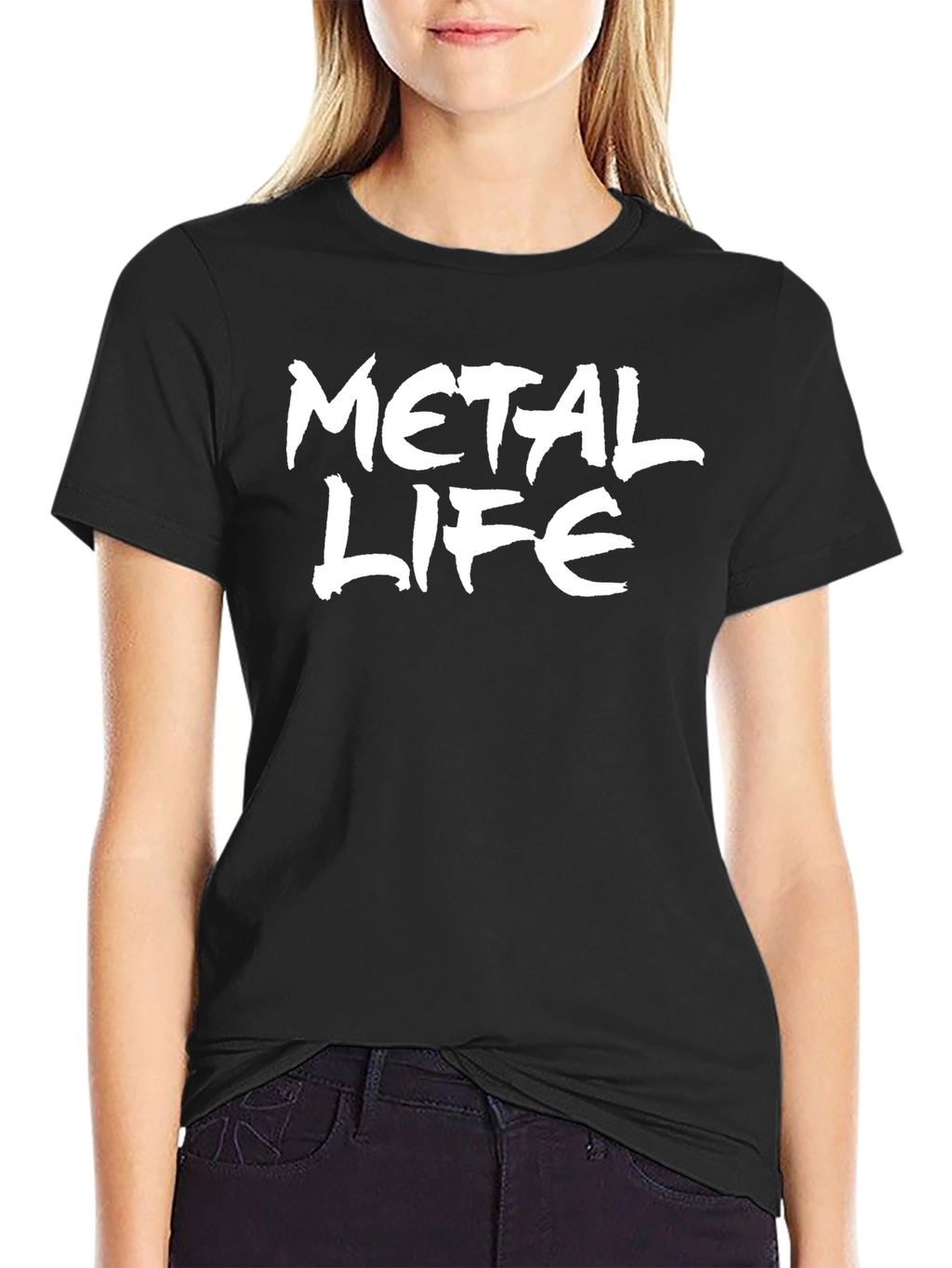 Metal Life Graphic T-Shirt - Black Crew Neck Tee