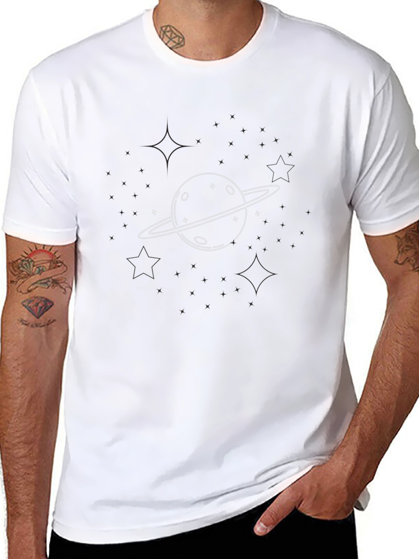 Planet Graphic Tee - Stylish Black Cotton T-Shirt