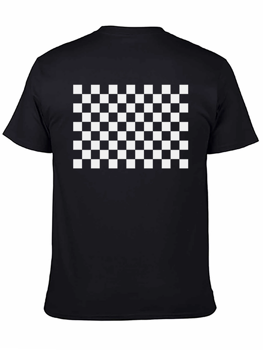 Checkered Graphic Tee - Black Cotton Blend Casual Shirt