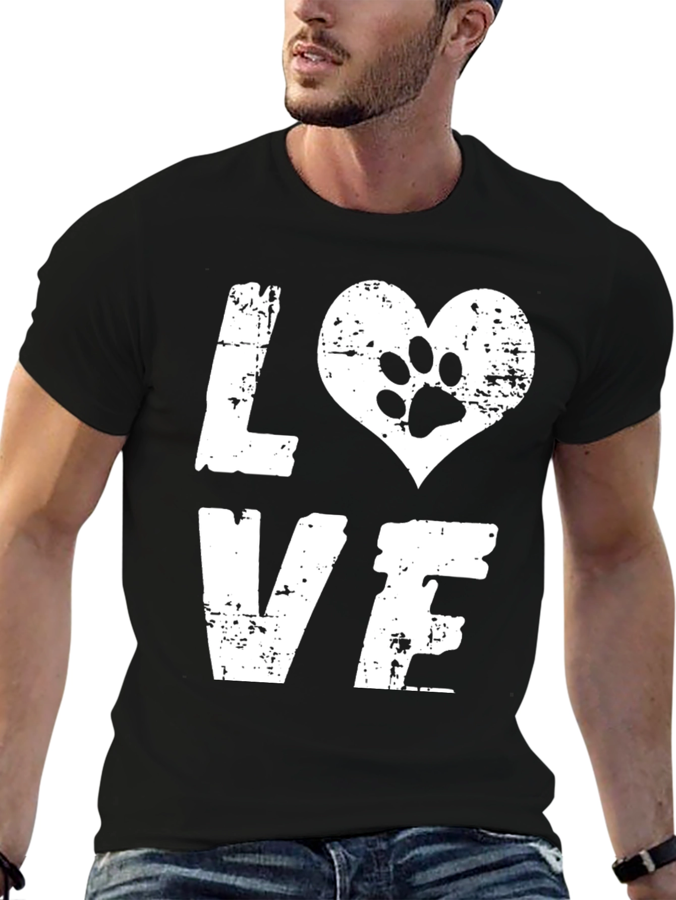 LOVE Dog Paw Print T-Shirt - Animal Lover Tee