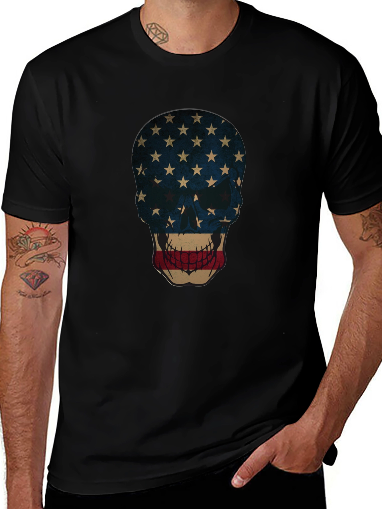 American Flag Skull Graphic Tee