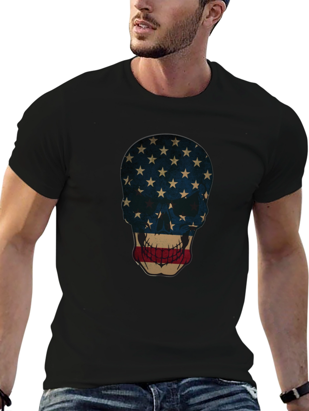 American Flag Skull Graphic Tee