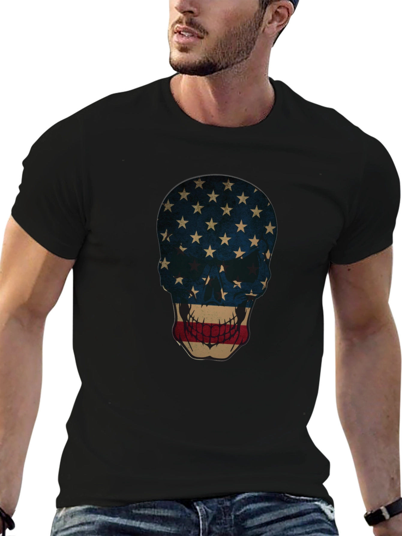 American Flag Skull Graphic Tee