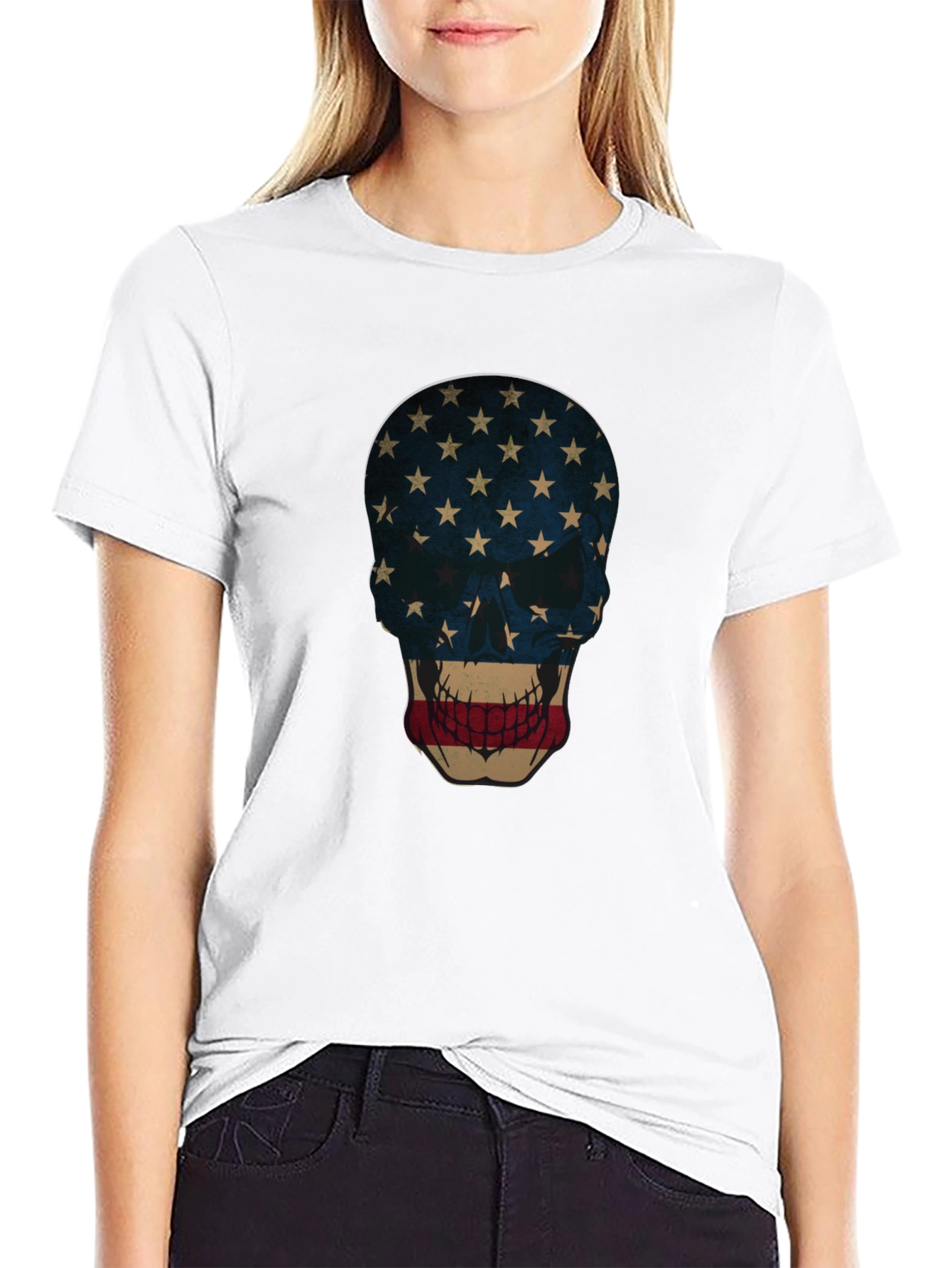 American Flag Skull Graphic Tee