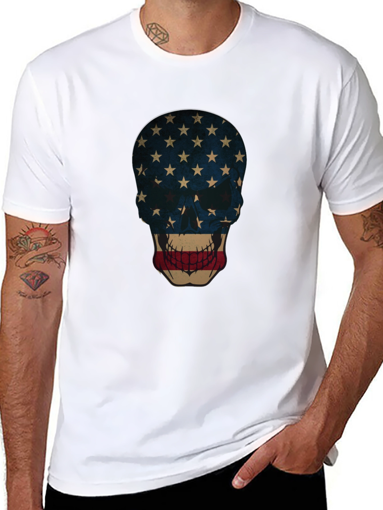 American Flag Skull Graphic Tee