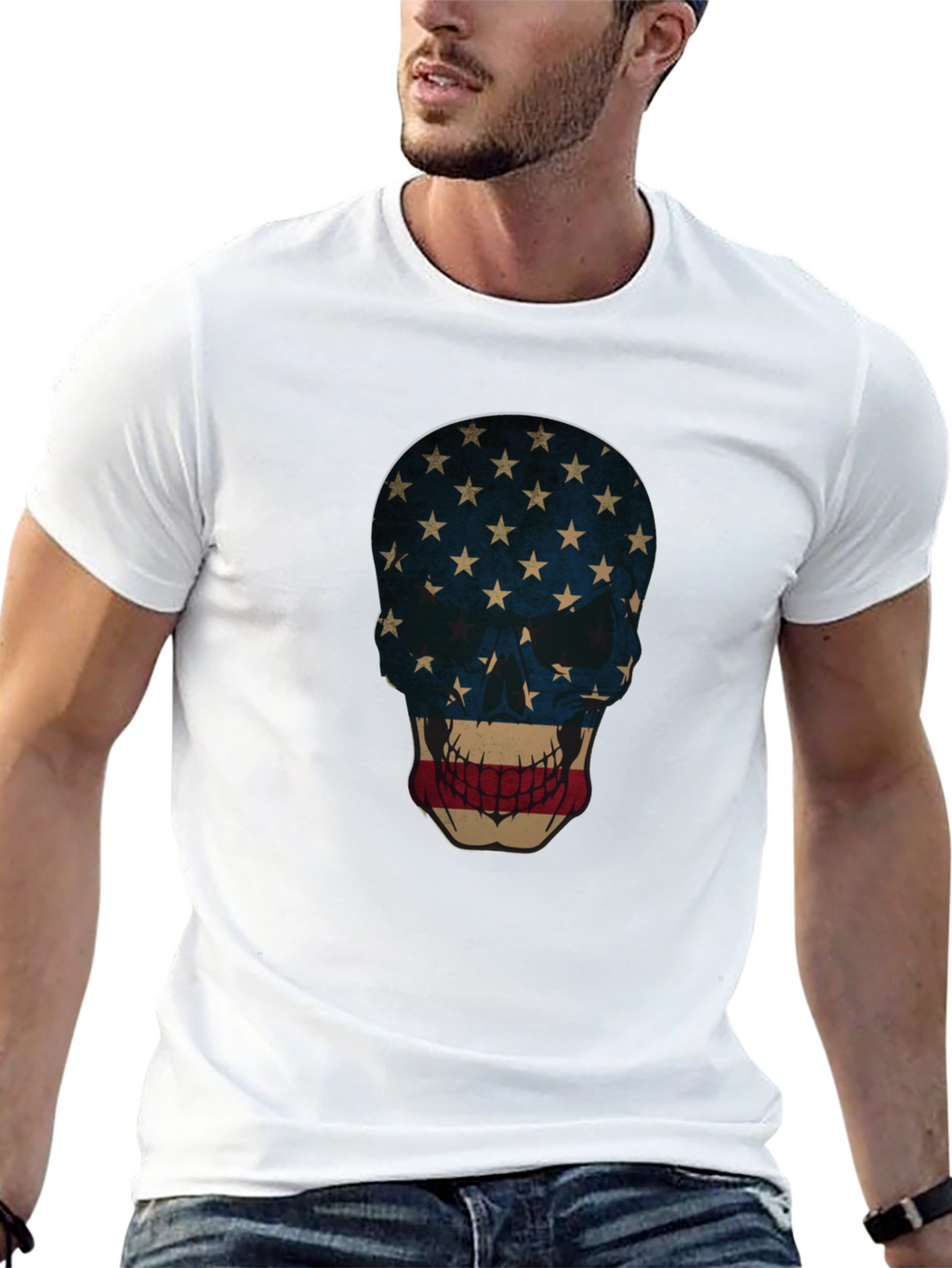 American Flag Skull Graphic Tee