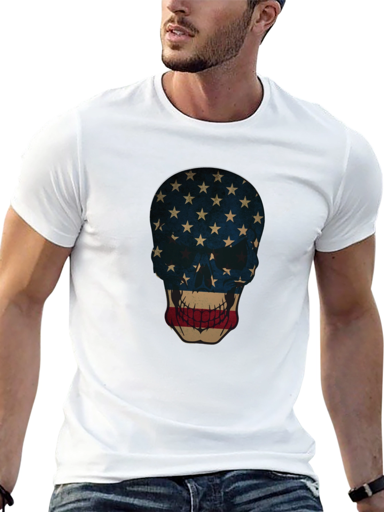 American Flag Skull Graphic Tee