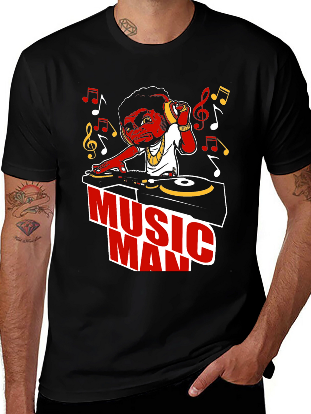 Music Man Graphic T-Shirt - DJ Cartoon Design