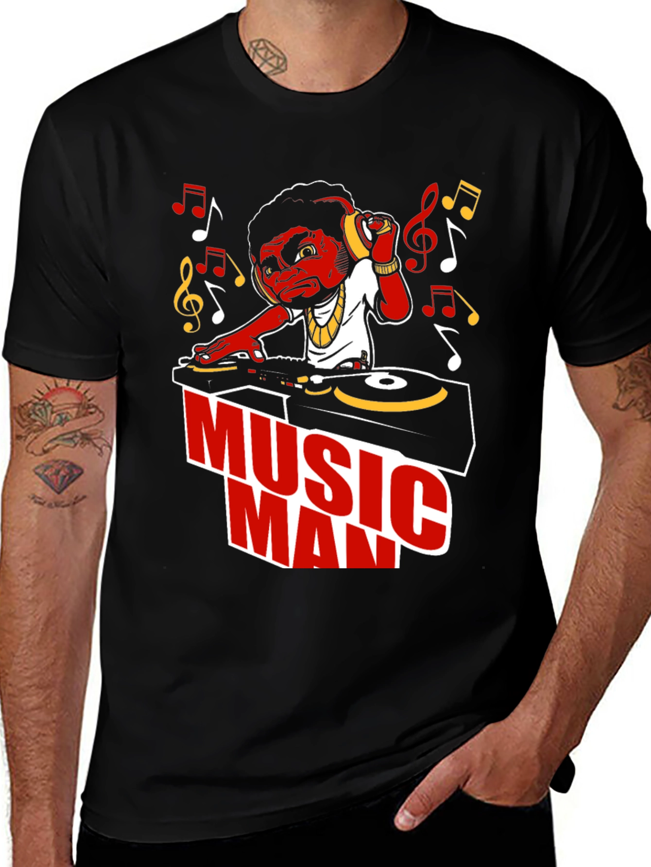 Music Man Graphic T-Shirt - DJ Cartoon Design