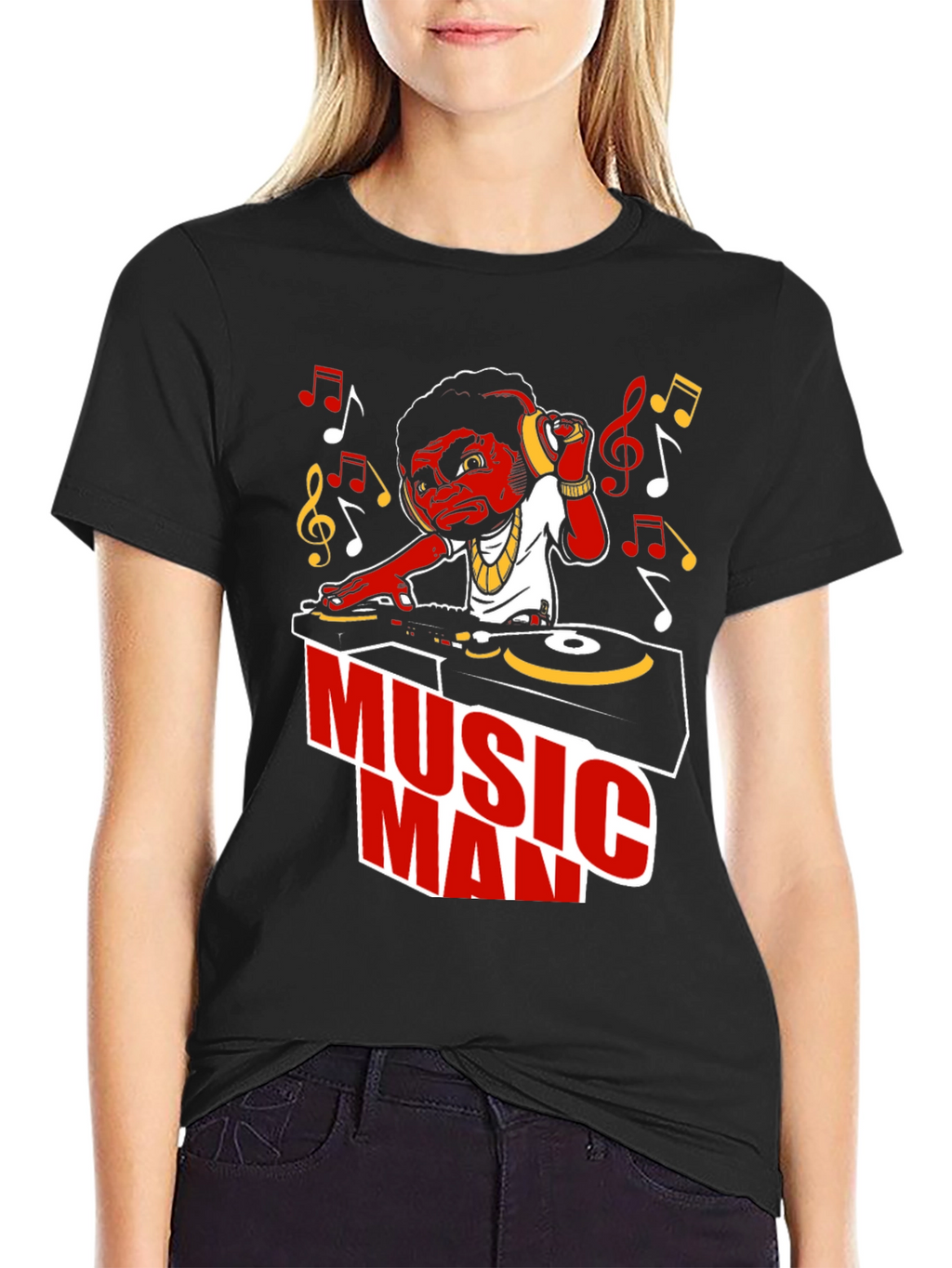 Music Man Graphic T-Shirt - DJ Cartoon Design