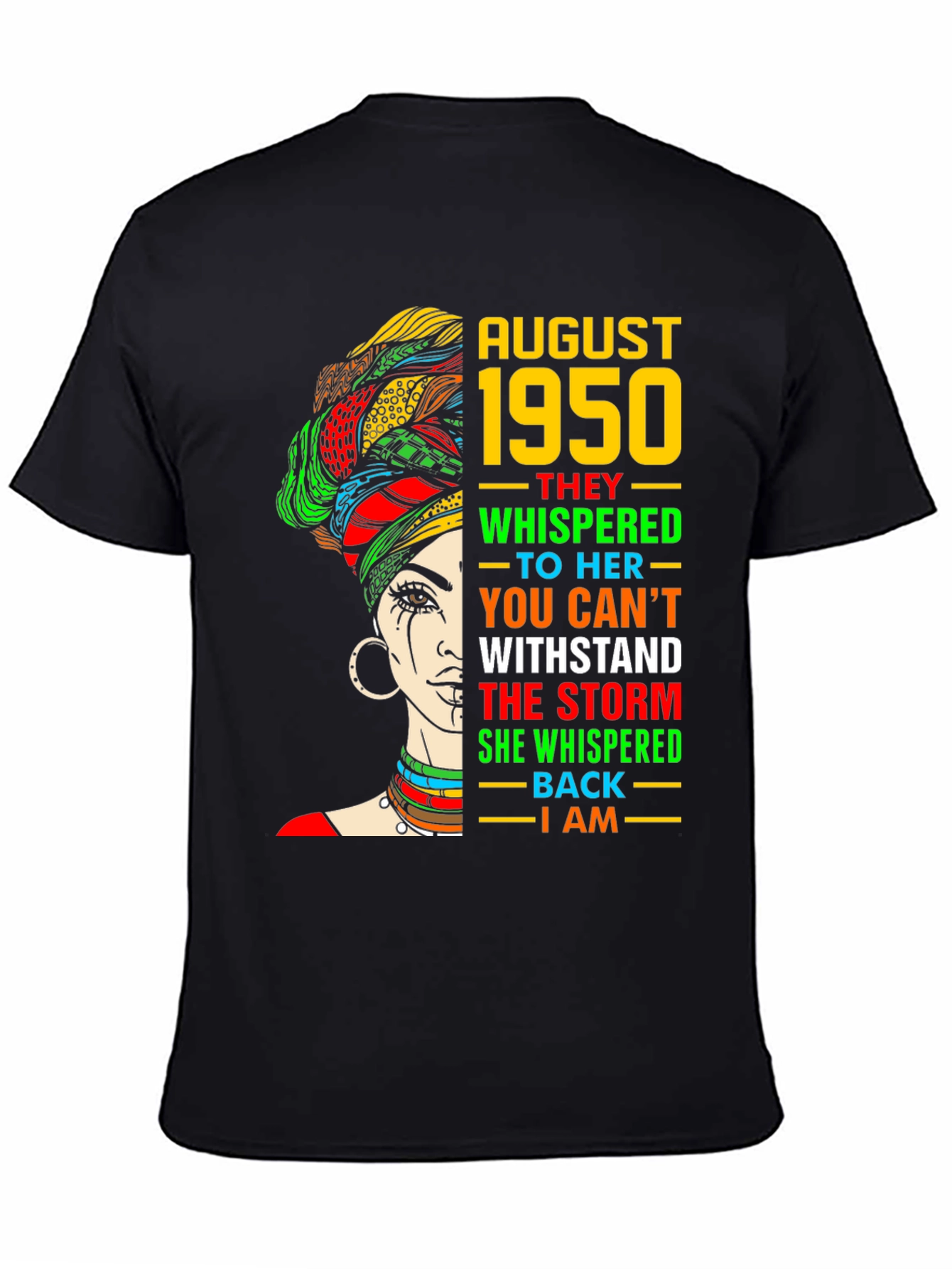 August 1950 Birthday T-Shirt for Black Women