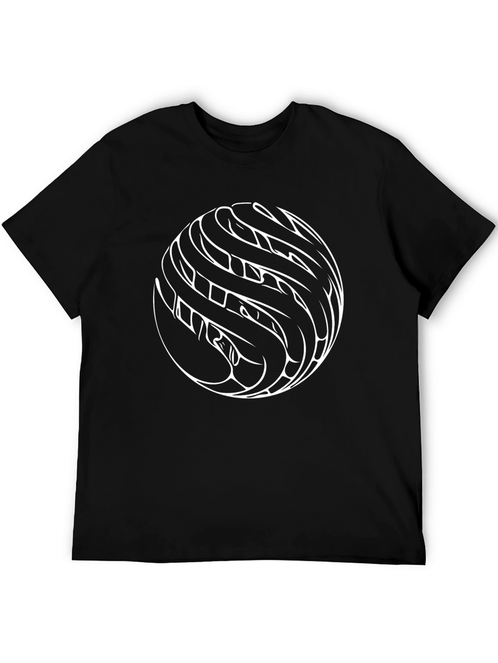 Abstract Circle Graphic Print Black T-Shirt
