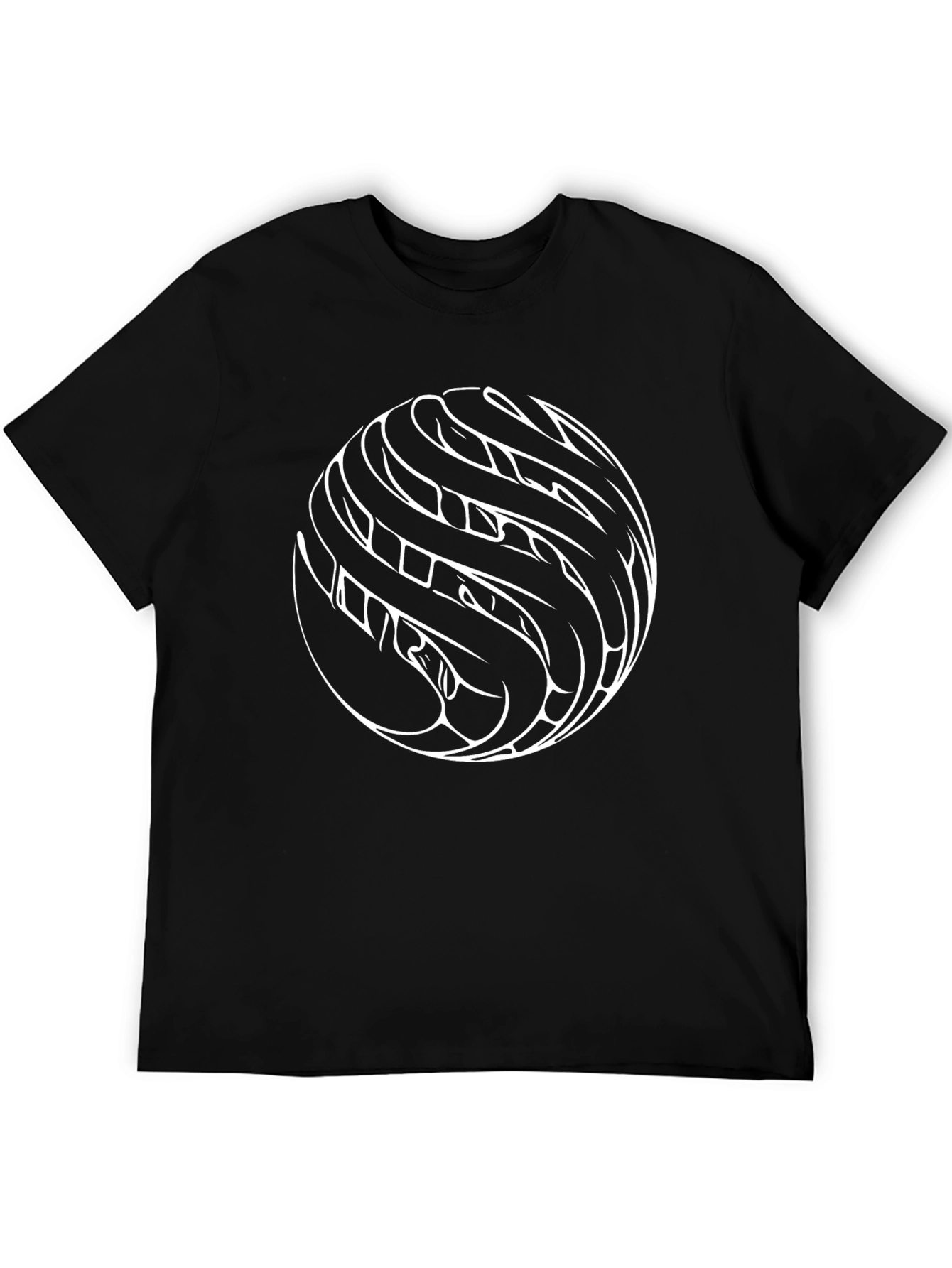 Abstract Circle Graphic Print Black T-Shirt
