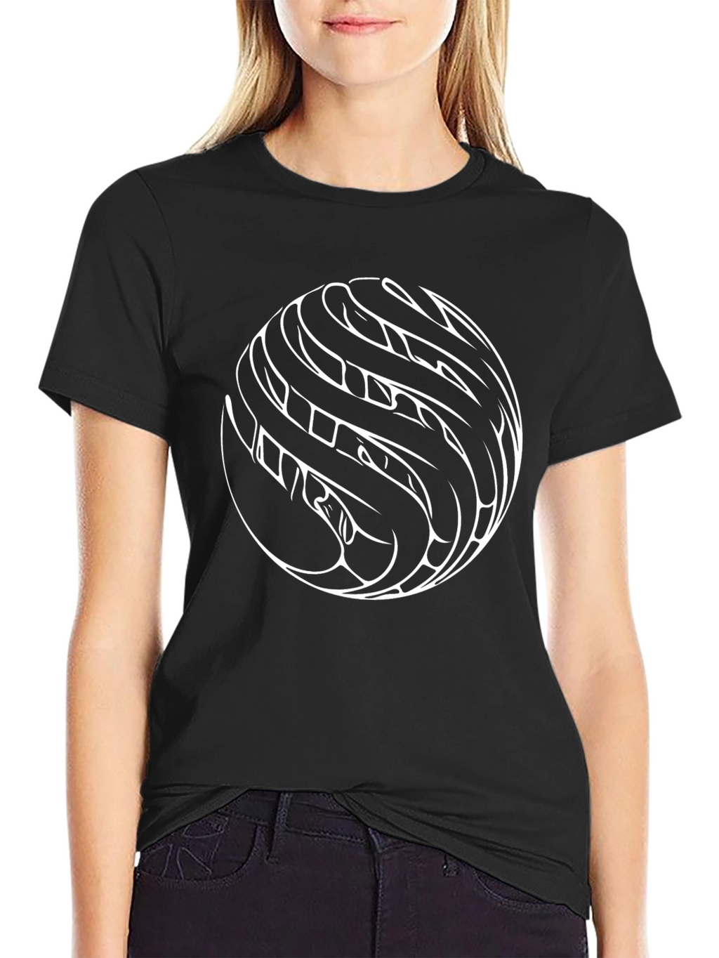 Abstract Circle Graphic Print Black T-Shirt