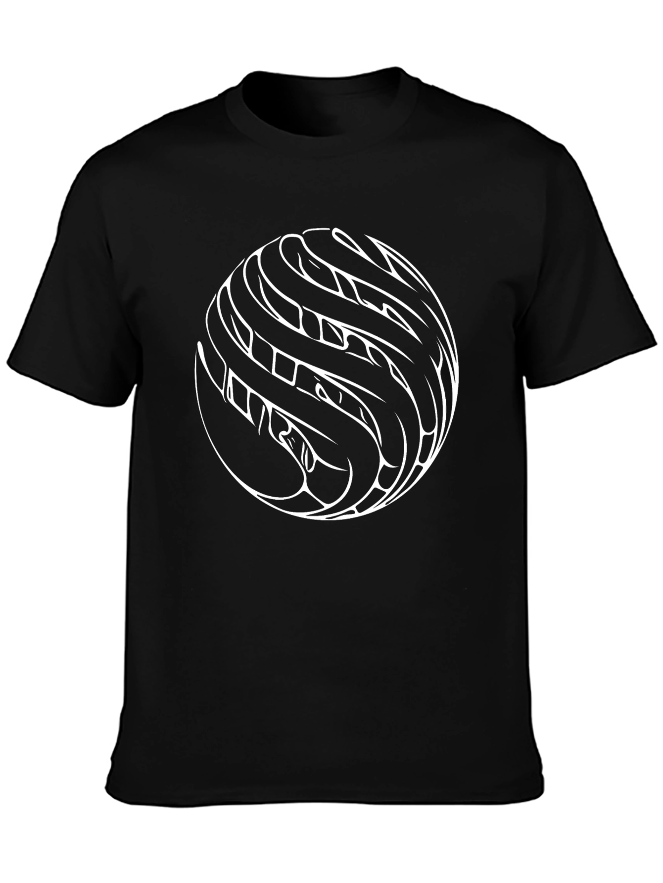 Abstract Circle Graphic Print Black T-Shirt