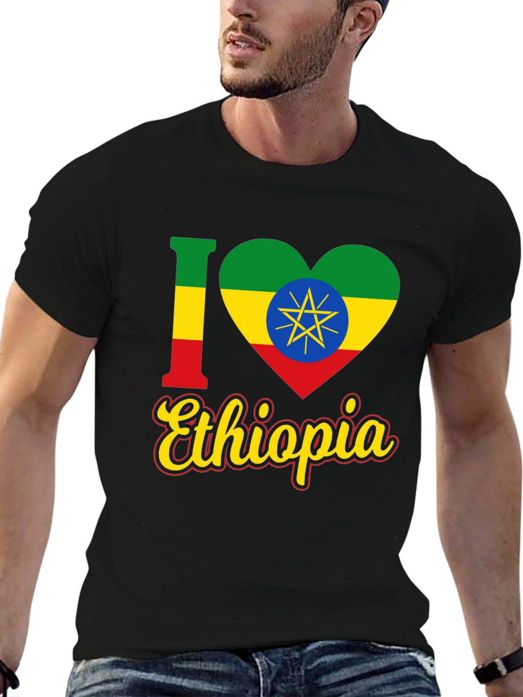 I Love Ethiopia Flag Heart T-Shirt