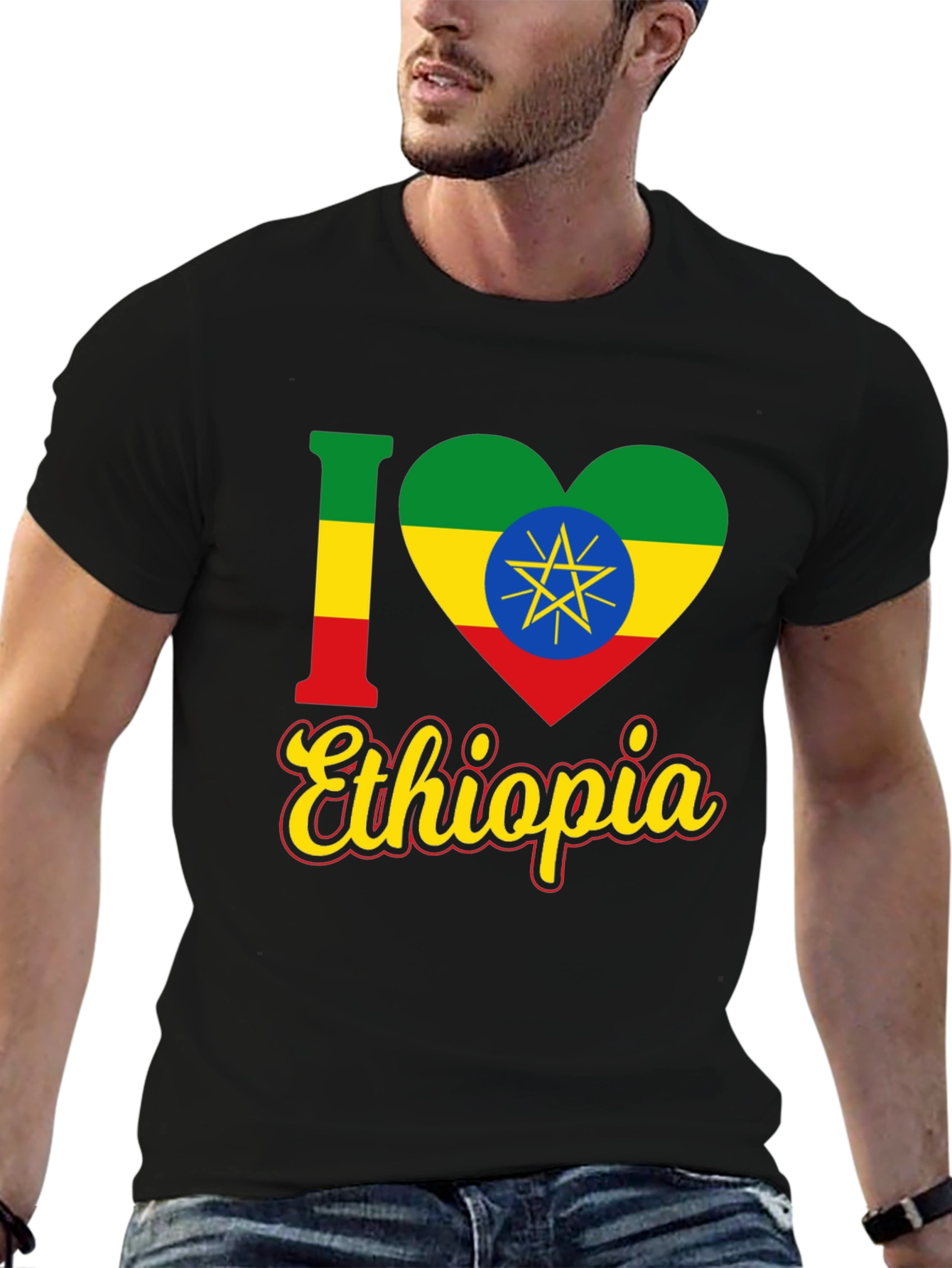 I Love Ethiopia Flag Heart T-Shirt