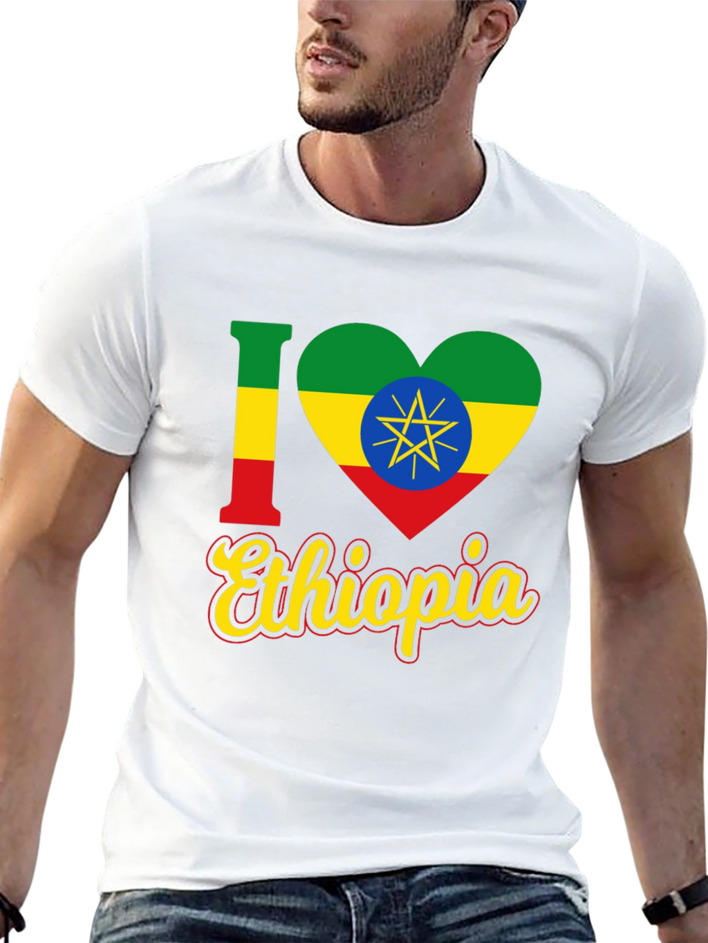 I Love Ethiopia Flag Heart T-Shirt