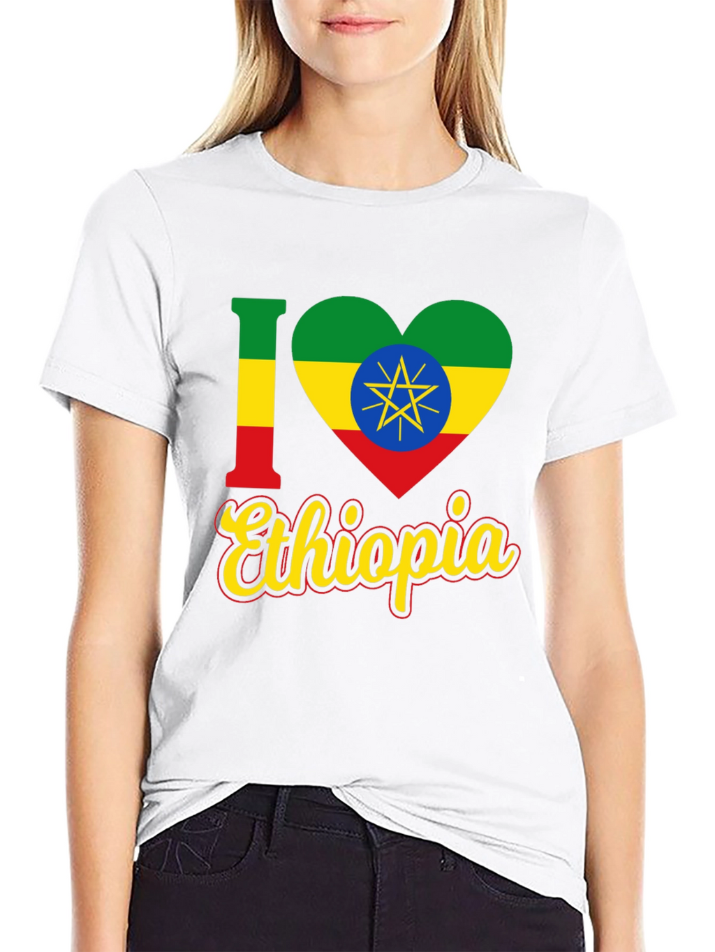 I Love Ethiopia Flag Heart T-Shirt