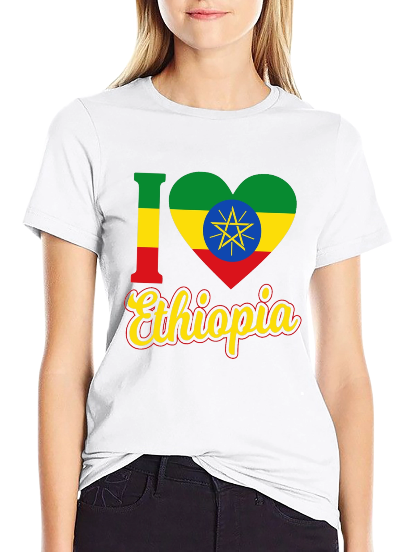 I Love Ethiopia Flag Heart T-Shirt