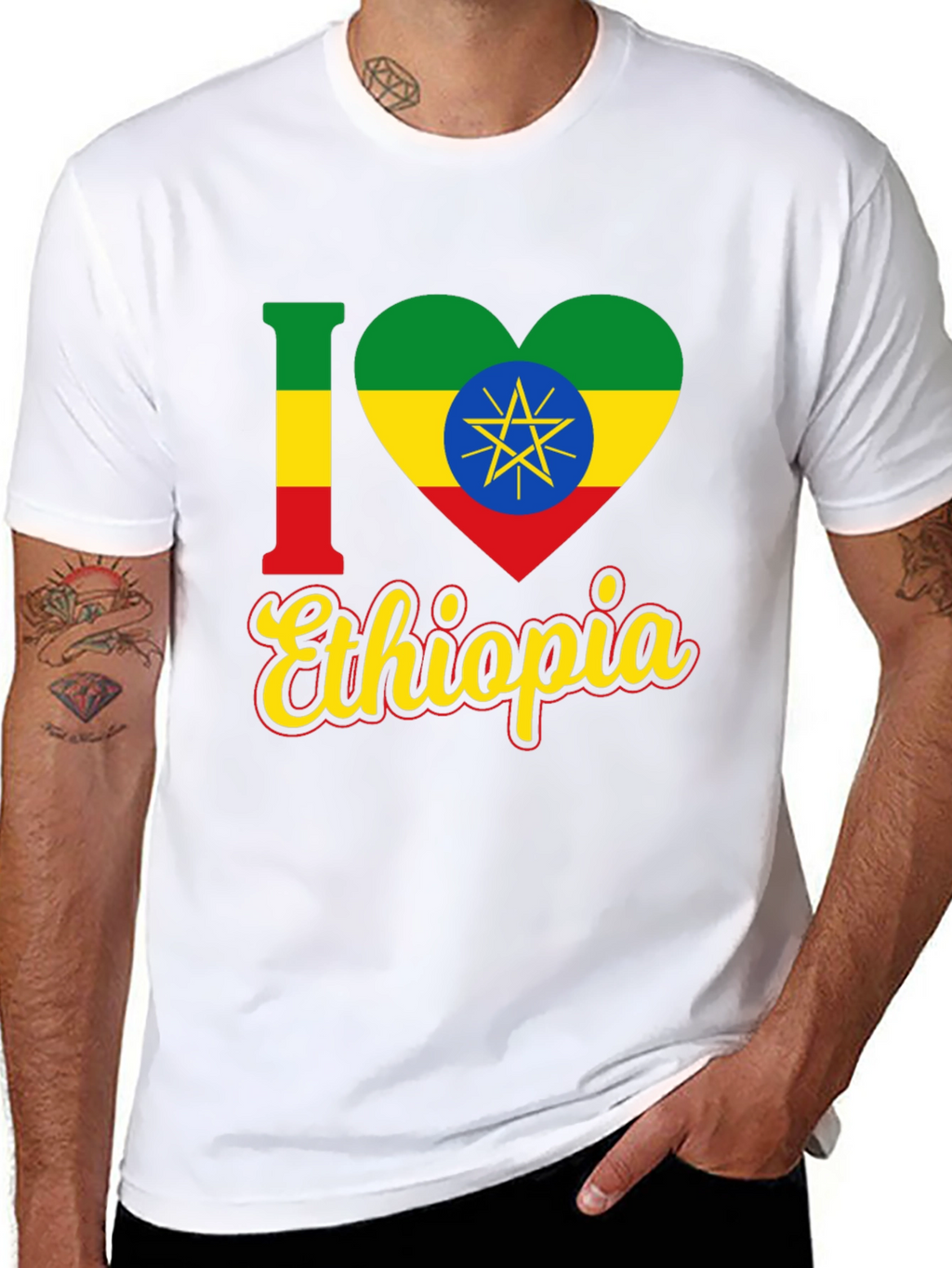 I Love Ethiopia Flag Heart T-Shirt