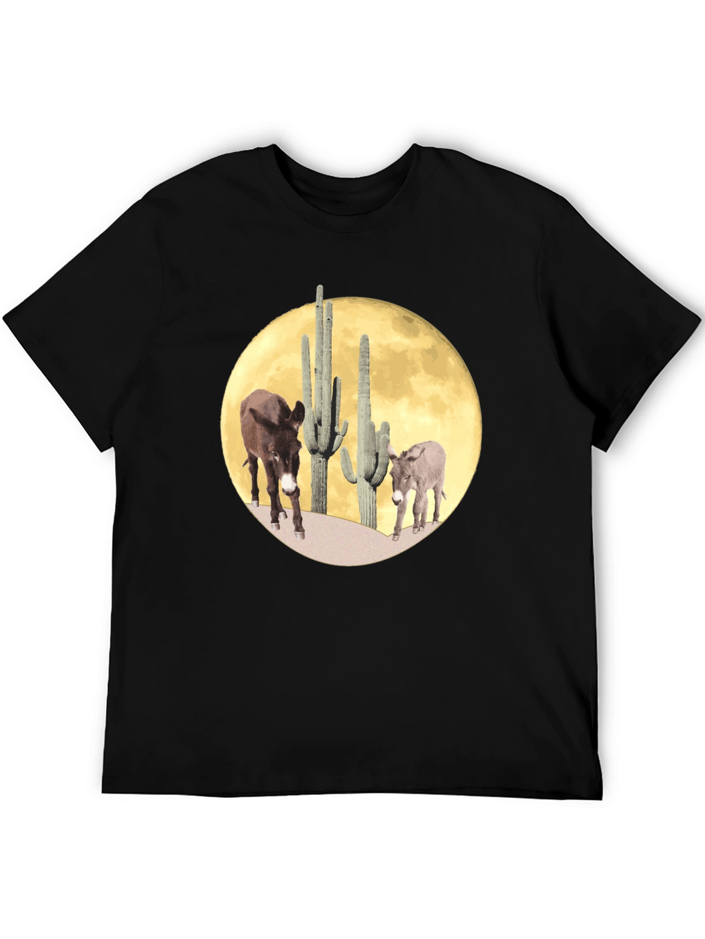 Desert Donkey Moon Graphic Tee - Black Cotton Blend