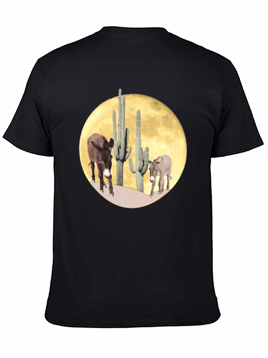 Desert Donkey Moon Graphic Tee - Black Cotton Blend