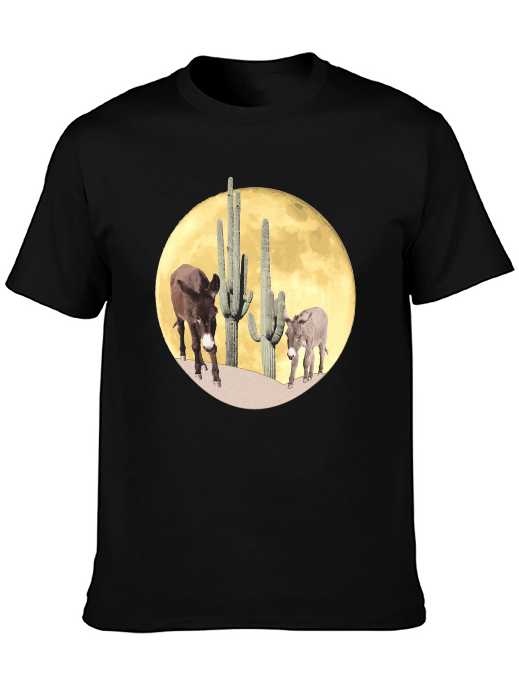 Desert Donkey Moon Graphic Tee - Black Cotton Blend