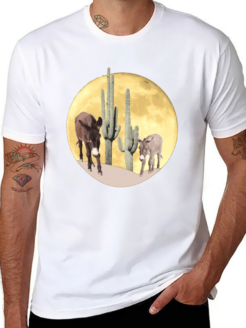 Desert Donkey Moon Graphic Tee - Black Cotton Blend
