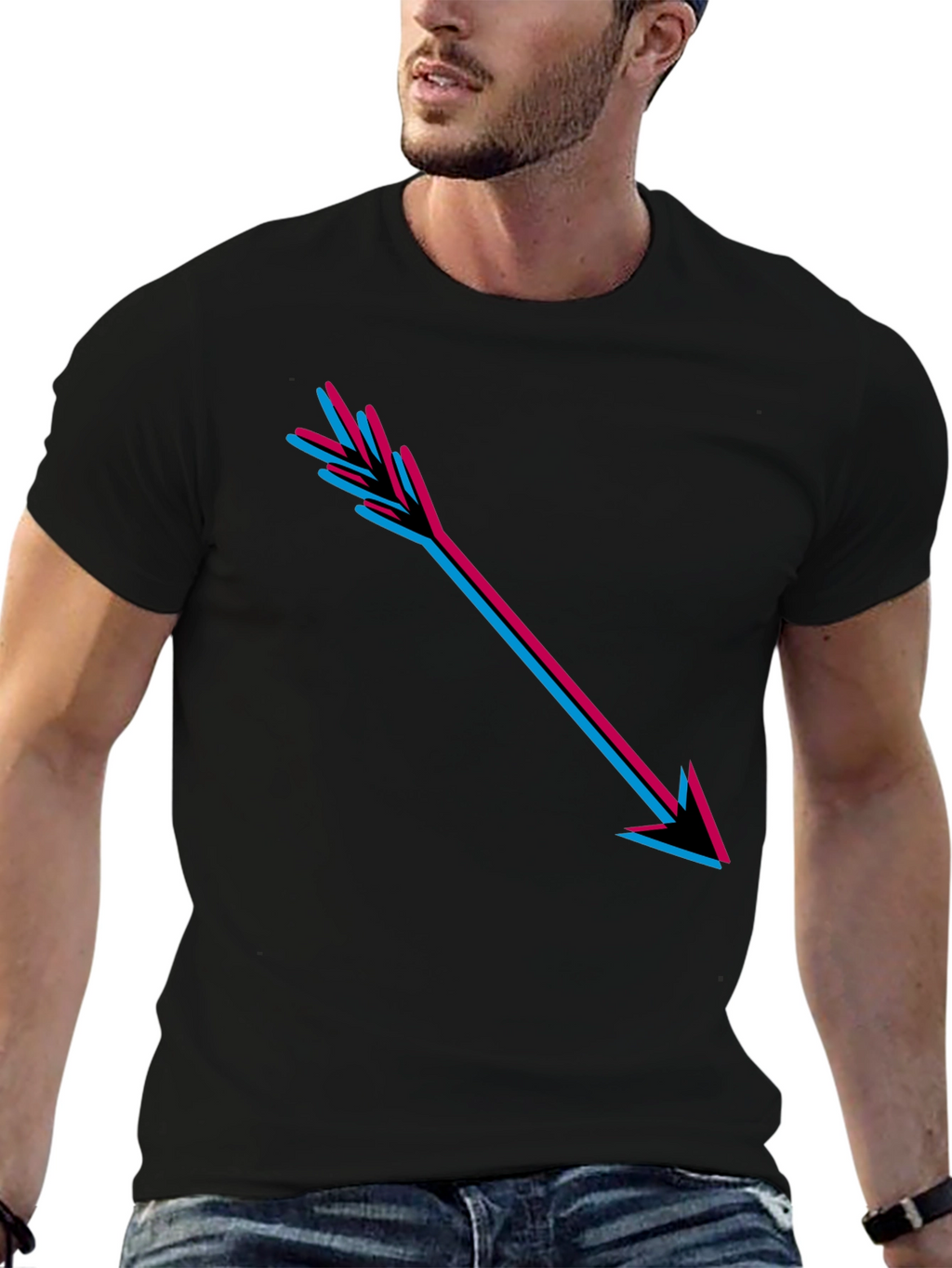 Arrow Graphic Print Black T-Shirt
