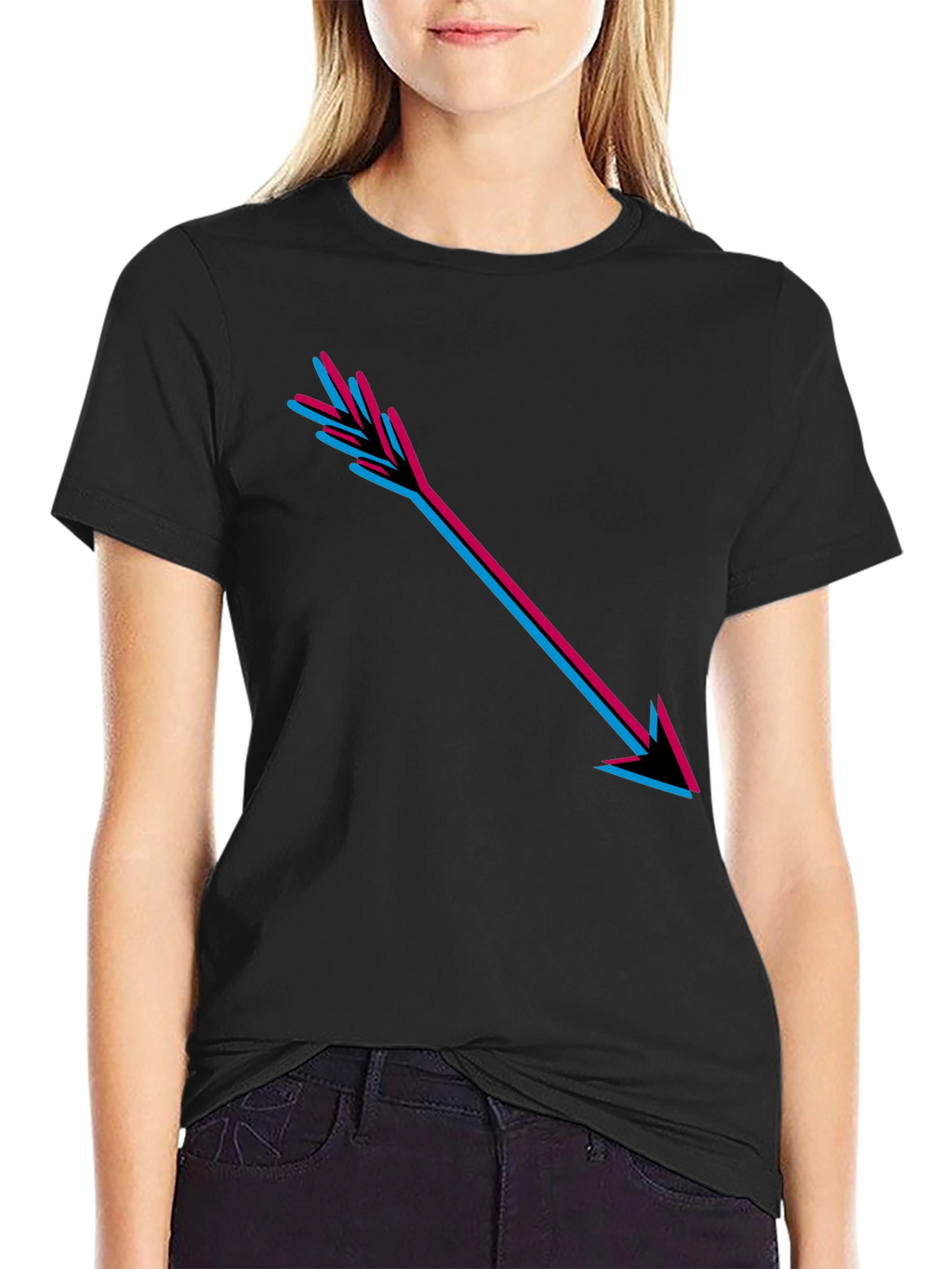 Arrow Graphic Print Black T-Shirt
