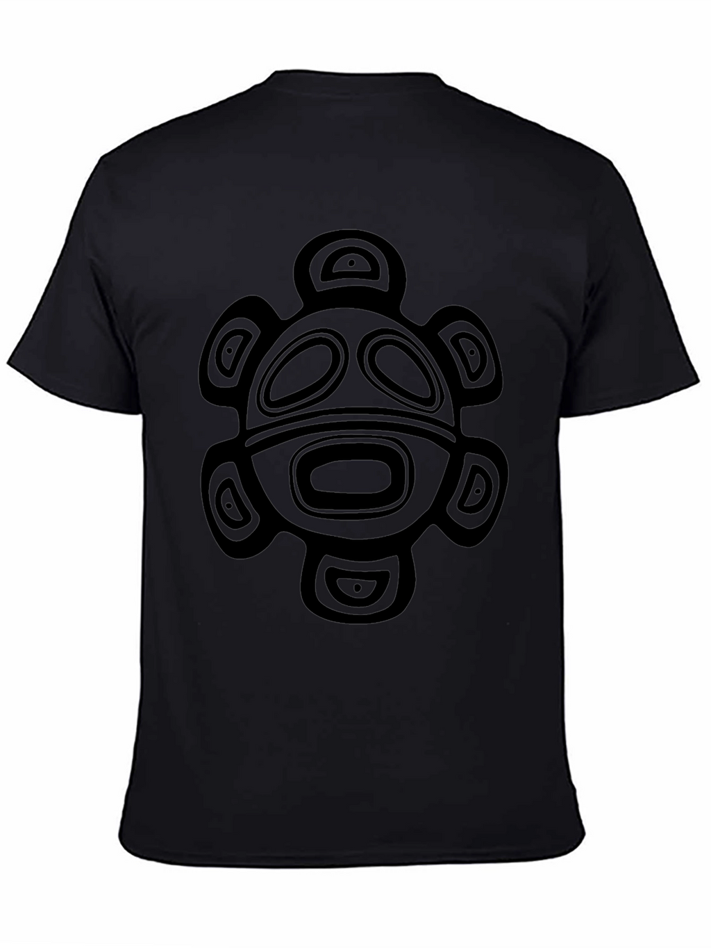 Tribal Turtle Graphic Tee - Black Cotton T-Shirt