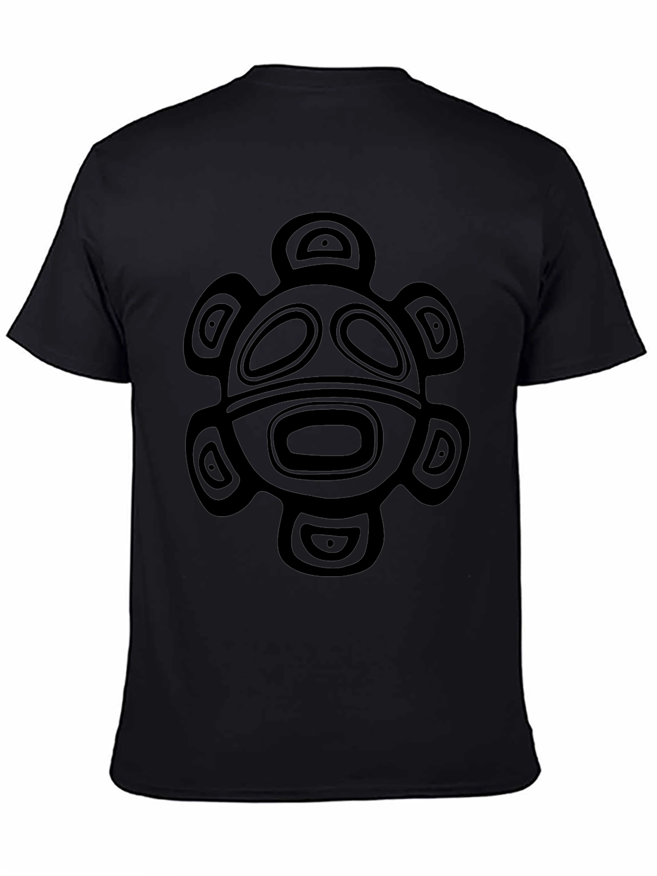 Tribal Turtle Graphic Tee - Black Cotton T-Shirt