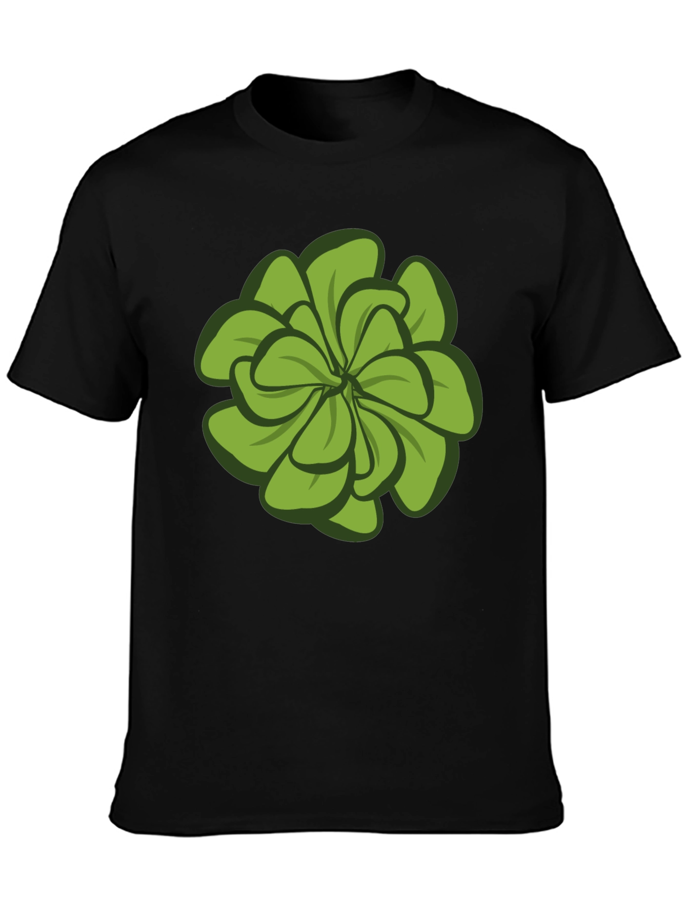 Green Floral Graphic Tee - Stylish Mens Black T-Shirt