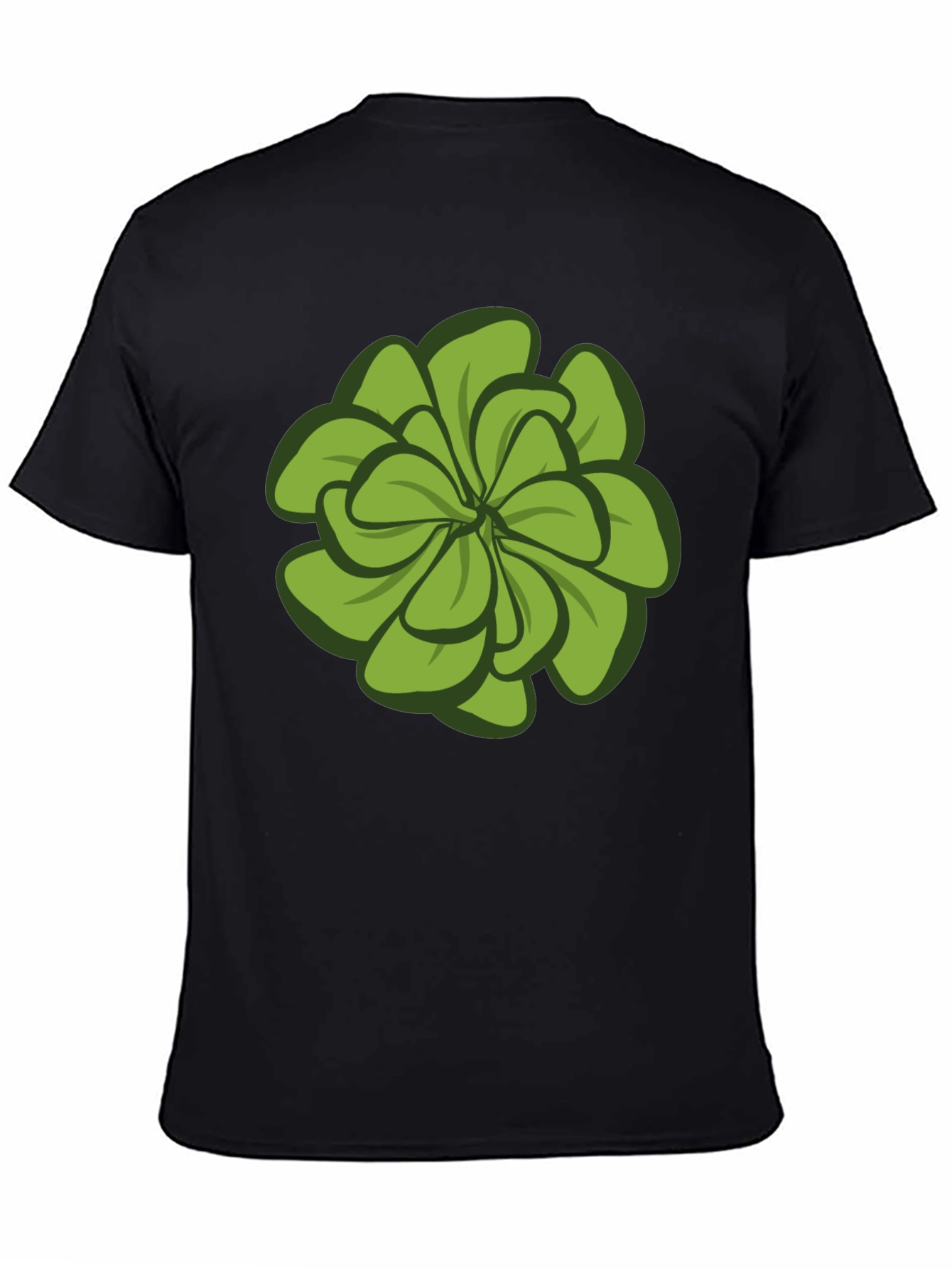 Green Floral Graphic Tee - Stylish Mens Black T-Shirt