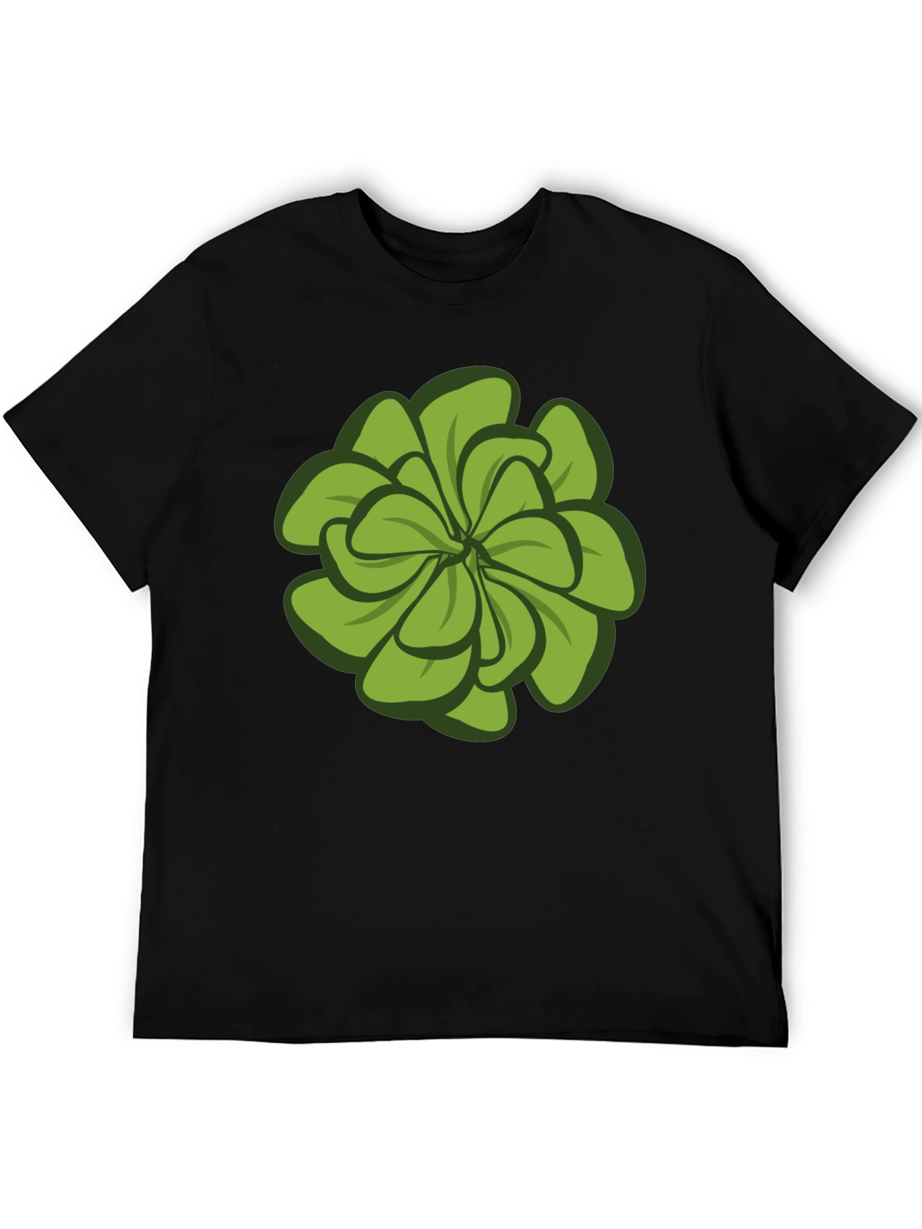 Green Floral Graphic Tee - Stylish Mens Black T-Shirt