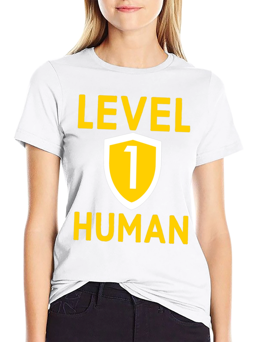 Level 1 Human Graphic Tee - Black Cotton T-Shirt