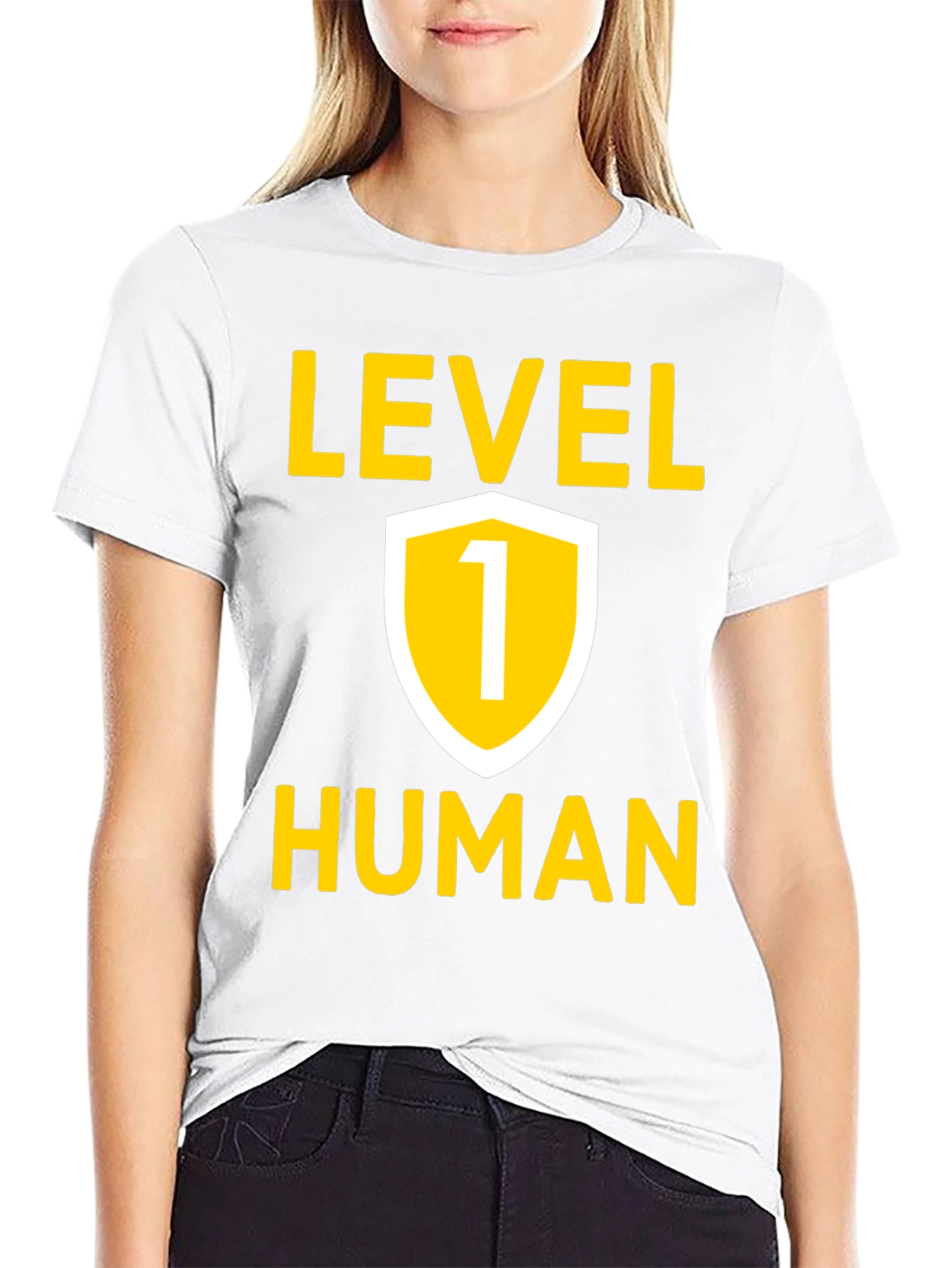 Level 1 Human Graphic Tee - Black Cotton T-Shirt