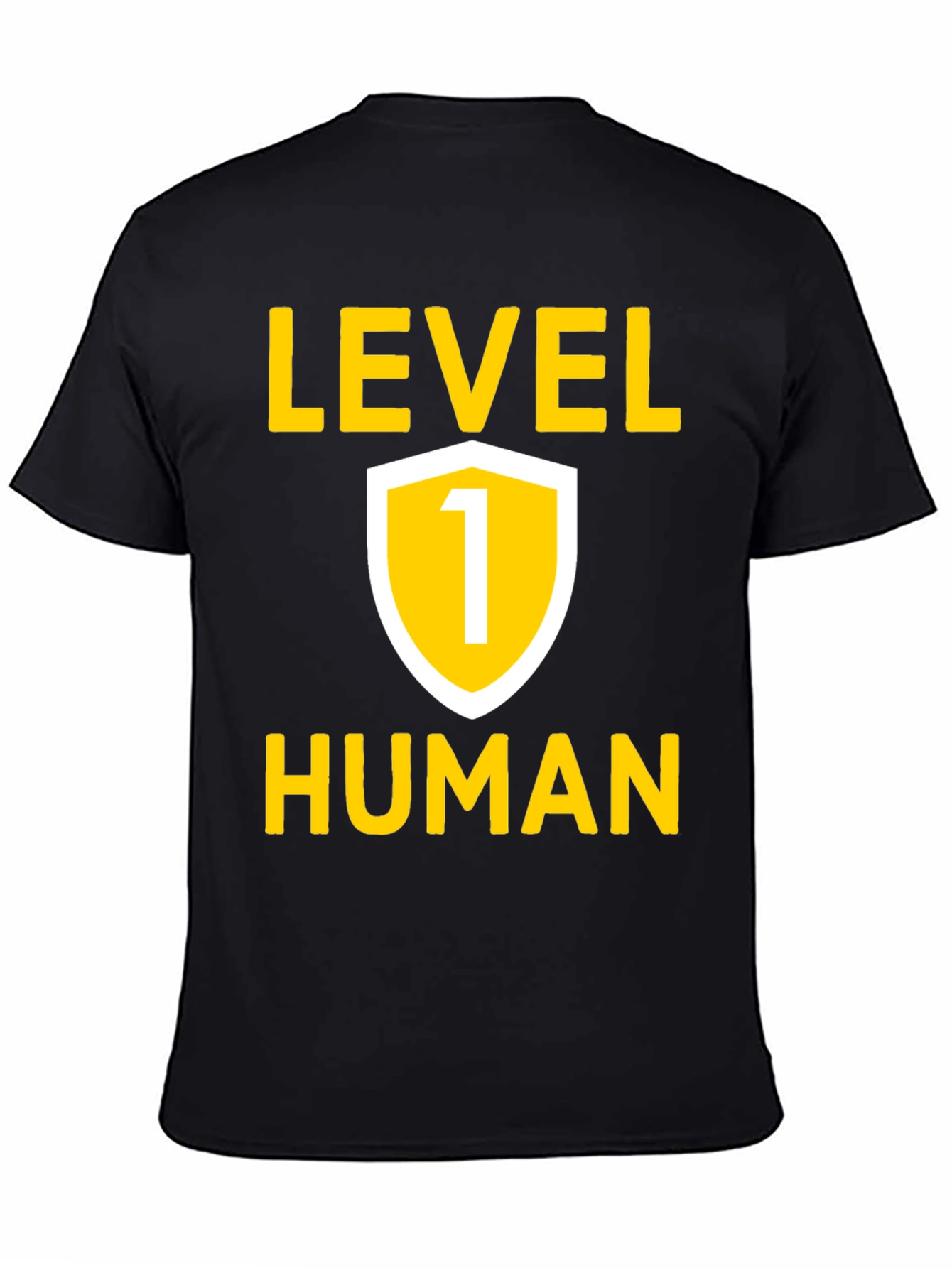 Level 1 Human Graphic Tee - Black Cotton T-Shirt