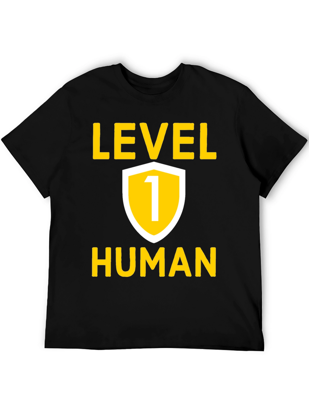 Level 1 Human Graphic Tee - Black Cotton T-Shirt