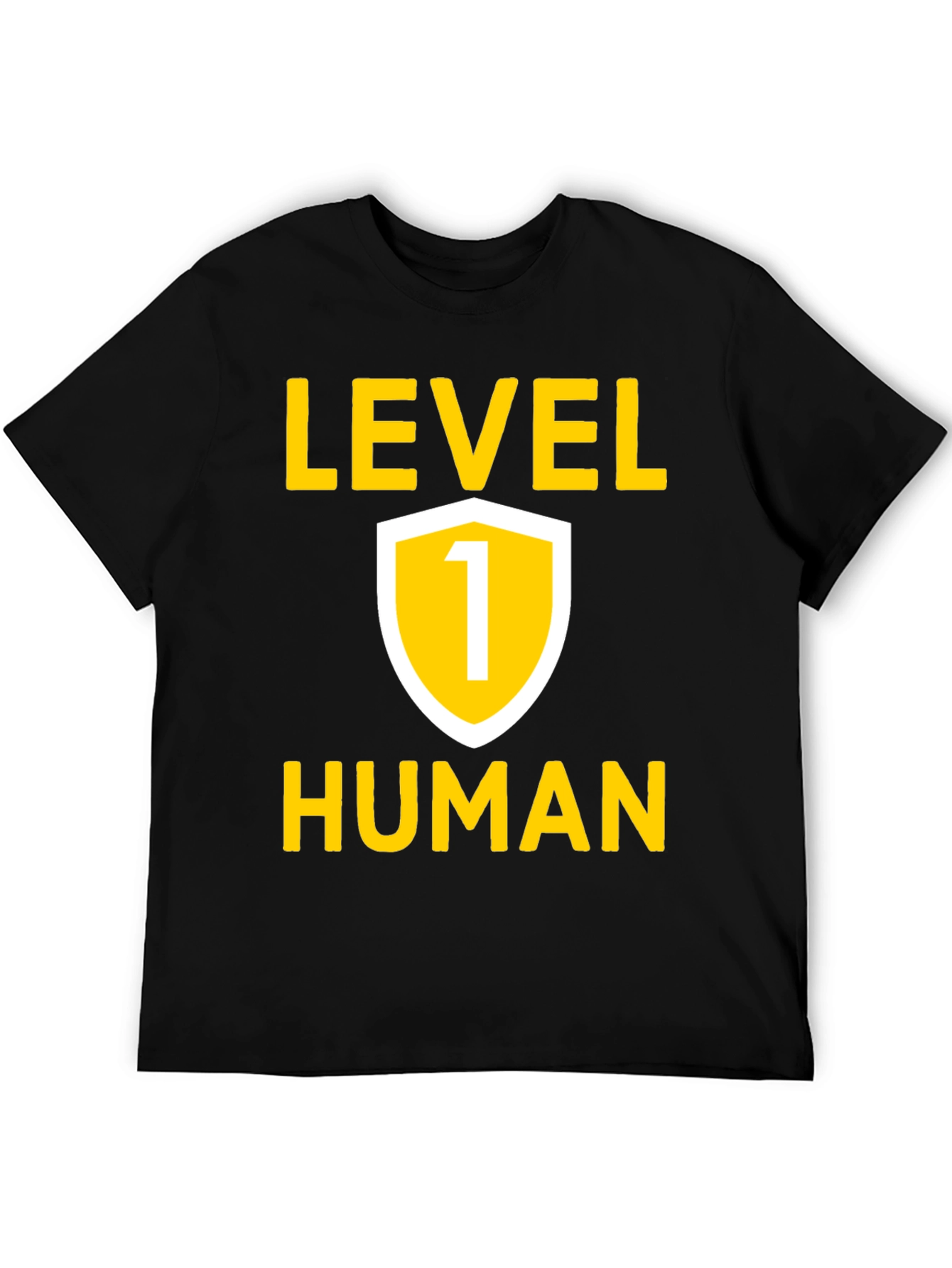 Level 1 Human Graphic Tee - Black Cotton T-Shirt