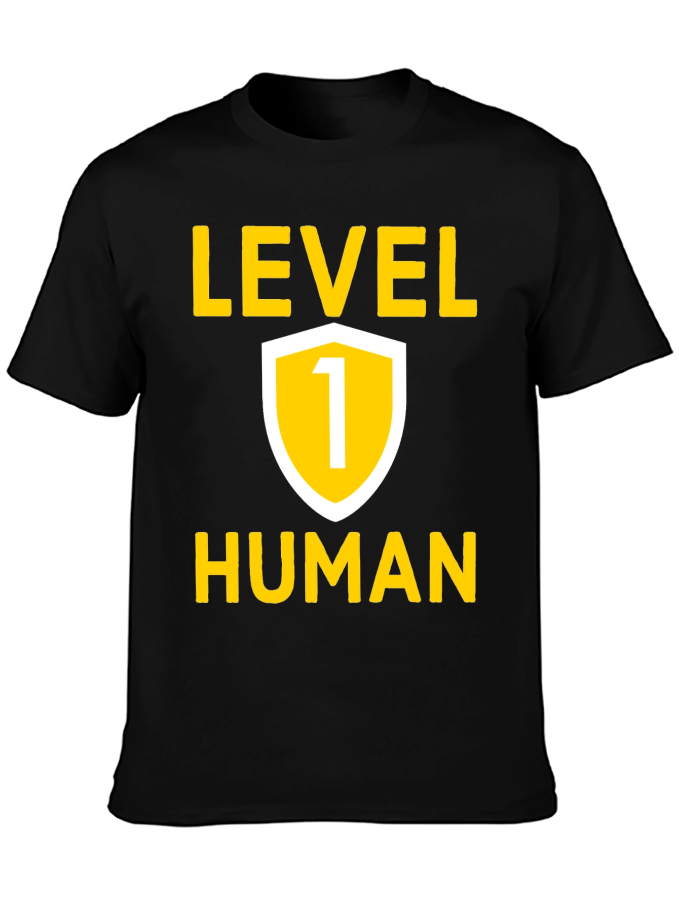Level 1 Human Graphic Tee - Black Cotton T-Shirt